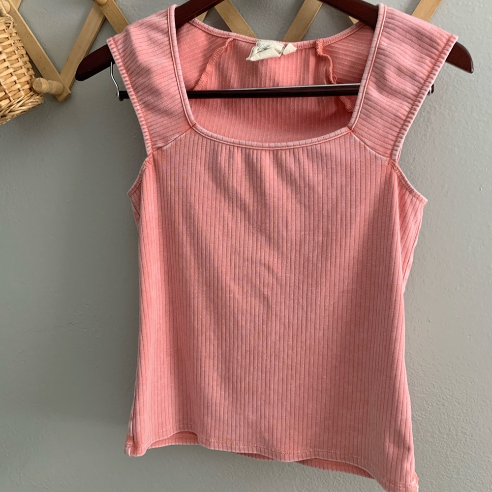 Distressed Pink Tank - White Crow